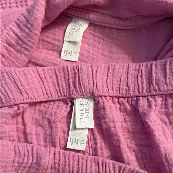 Stars Above Light Pink Crinkle Pajama Set - Picture 2 of 4